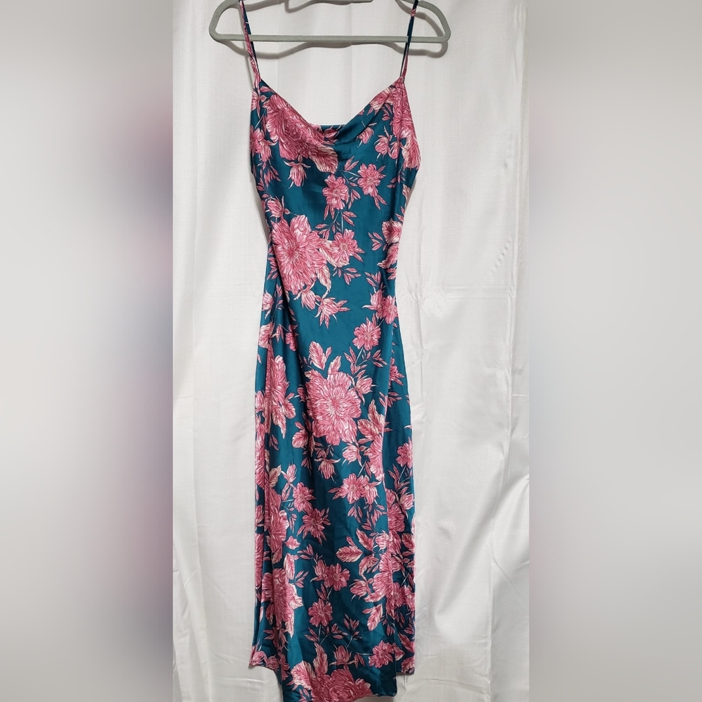 Floral Summer Teal and Pink Dress Size S